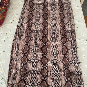 Wild Snake-Print Maxi Skirt in Brown